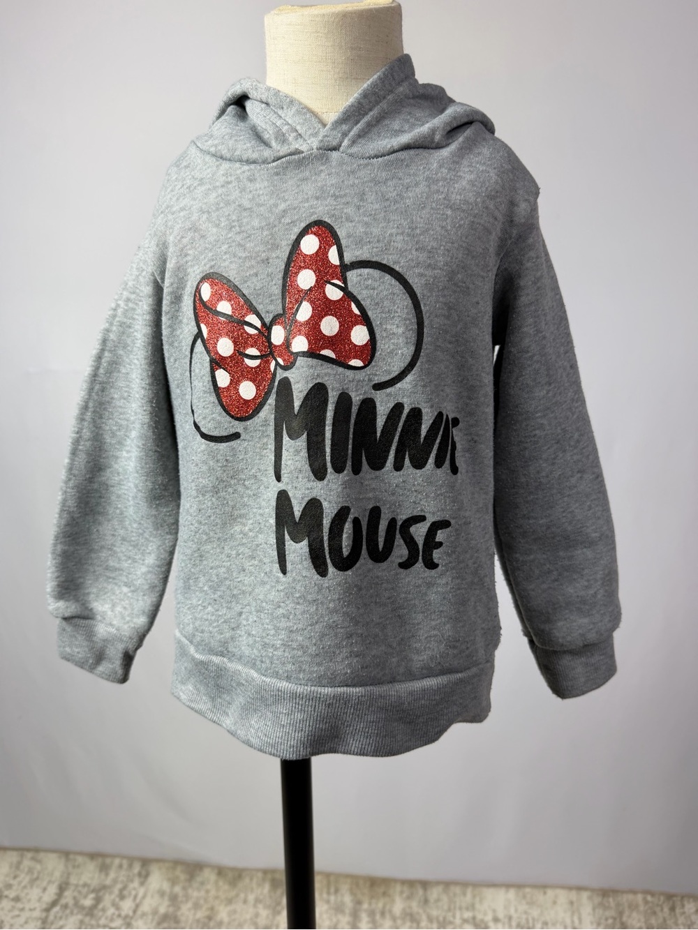 Disney Gray Hoodie with Red Polka Dot Minnie Bow